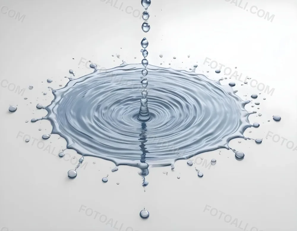 Water Drops Falling Into A Pool Of Water Creating Ripples Isolated On A White Background Clean And Minimalist High Resolution 2 021e