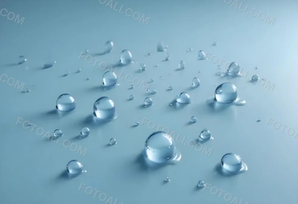 Water Drops On A Light Blue Background Some Drops Are Bigger Than Others The Drops Are Scattered Randomly 19 0b30