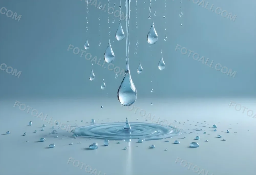 Water Drops On A Light Blue Background Some Drops Are Bigger Than Others The Drops Are Scattered Randomly 22 7835
