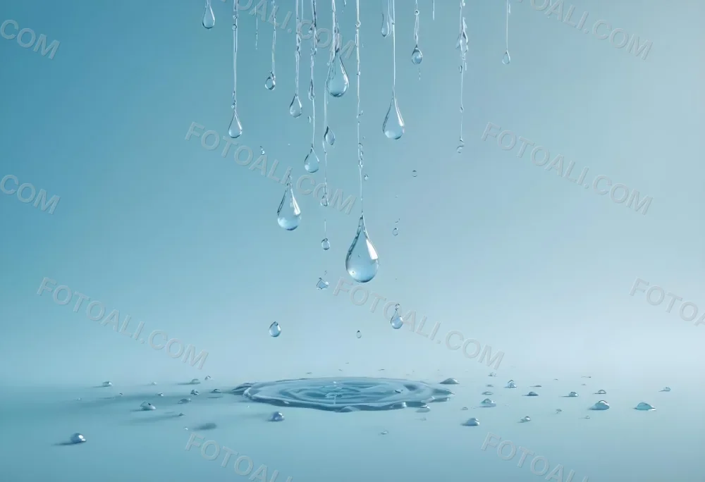 Water Drops On A Light Blue Background Some Drops Are Bigger Than Others The Drops Are Scattered Randomly 5 1bc5