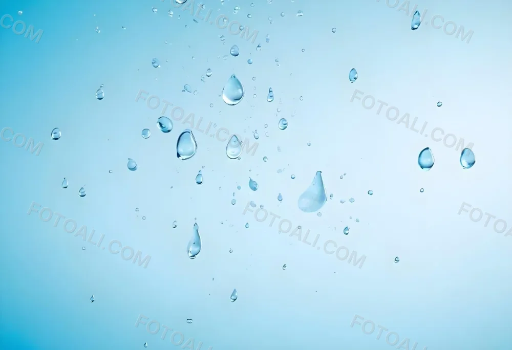 Water Drops On A Light Blue Background Some Drops Are Bigger Than Others The Drops Are Scattered Randomly 6 3d74