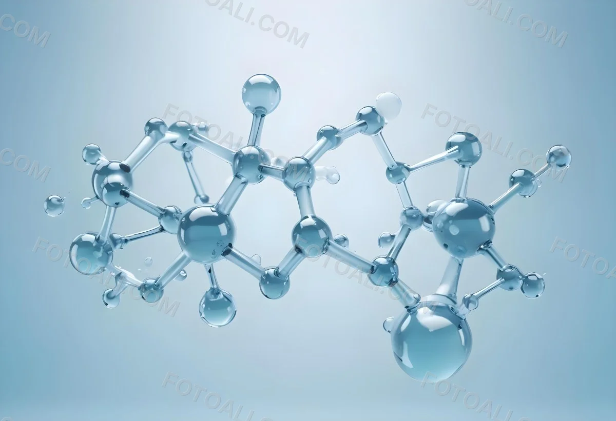 Water Molecules With Transparent Spheres And Connecting Rods Floating In A Light Blue Gradient Background Clean And Scientific Aesthetic Soft Lighting Conceptual Representation 28 Dad4