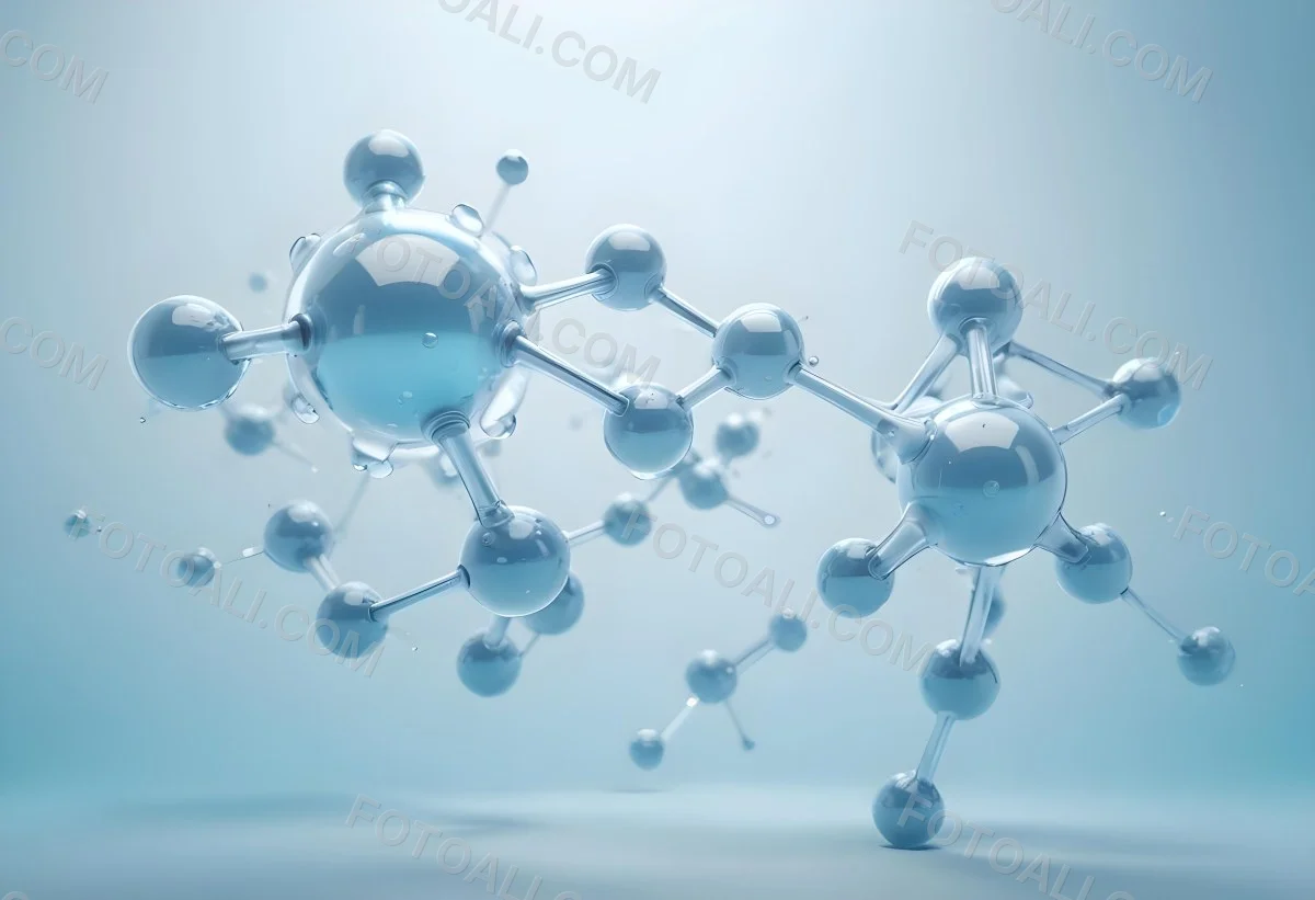 Water Molecules With Transparent Spheres And Connecting Rods Floating In A Light Blue Gradient Background Clean And Scientific Aesthetic Soft Lighting Conceptual Representation 41 B2a3