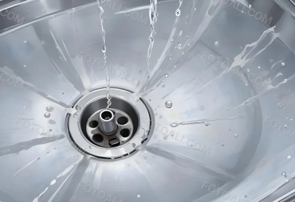 Water Running Down A Metal Sink Drain The Water Is Clear And Has Bubbles The Sink Is Made Of Stainless Steel 11 014e