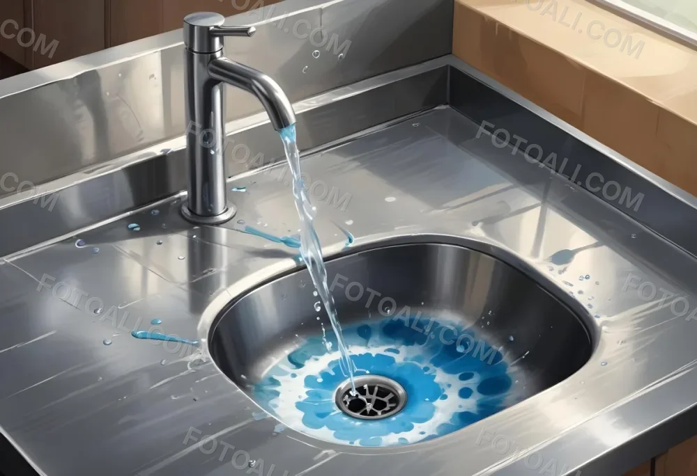 Water Running Down A Metal Sink Drain The Water Is Clear And Has Bubbles The Sink Is Made Of Stainless Steel 17 0262