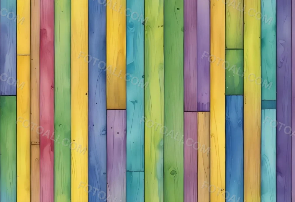 Watercolor Painting Colorful Wooden Planks In A Ra 115 C700