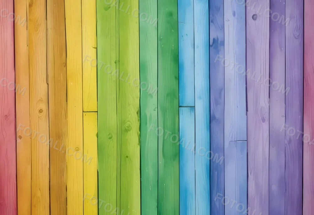 Watercolor Painting Colorful Wooden Planks In A Ra 159 8312