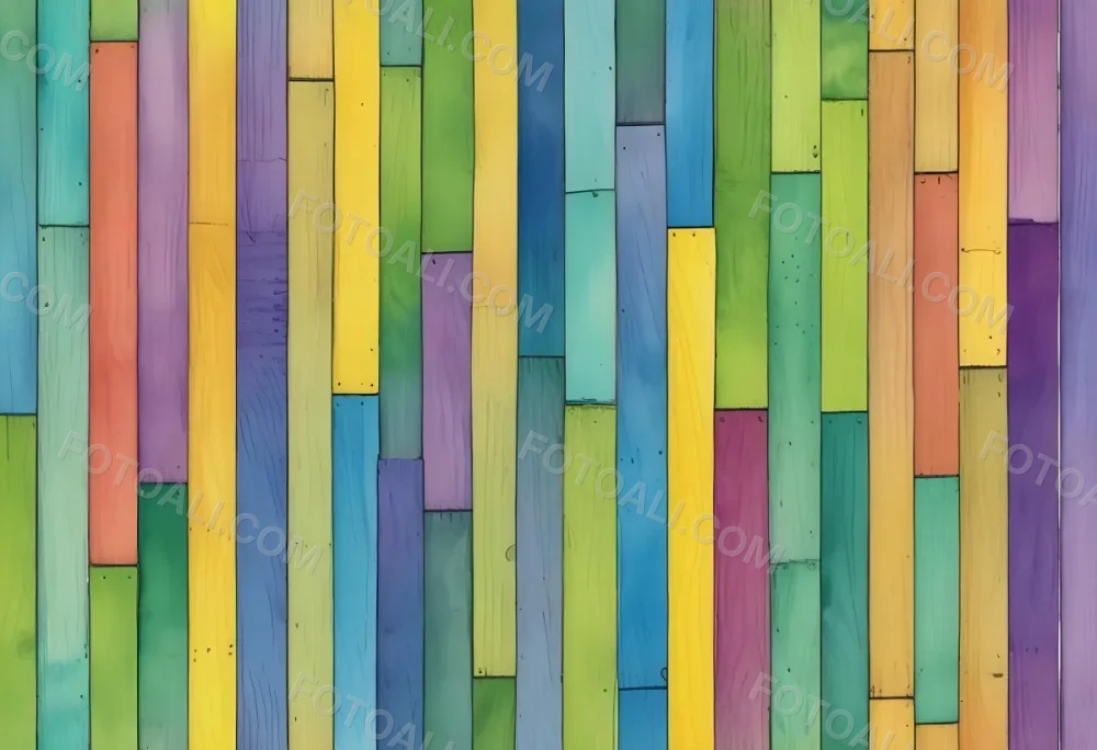 Watercolor Painting Colorful Wooden Planks In A Ra 173 212c