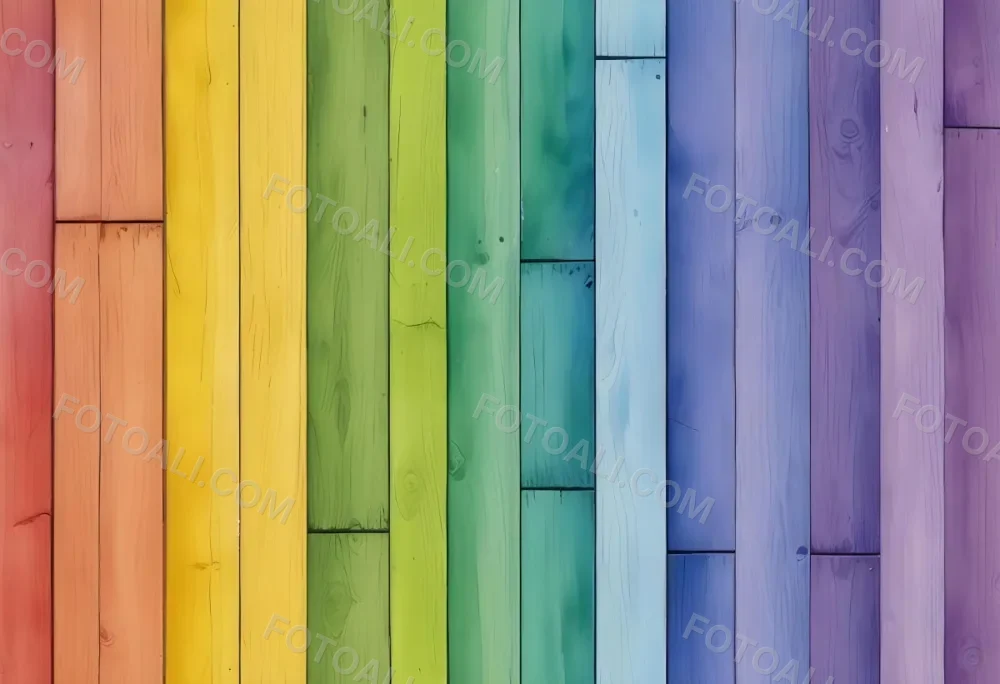Watercolor Painting Colorful Wooden Planks In A Ra 177 C360