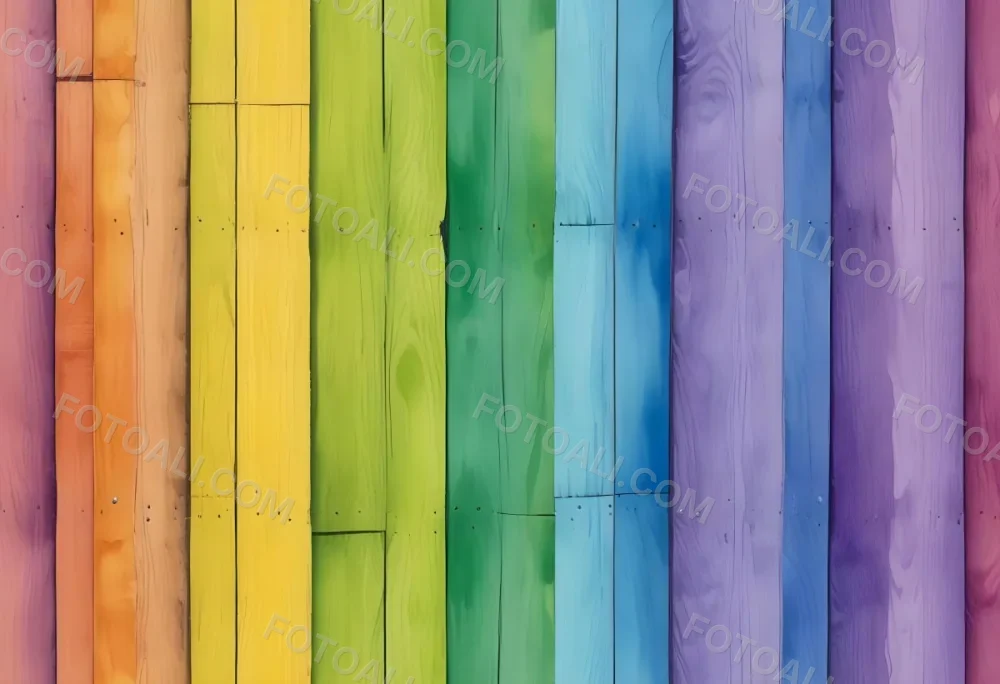 Watercolor Painting Colorful Wooden Planks In A Ra 3 6927
