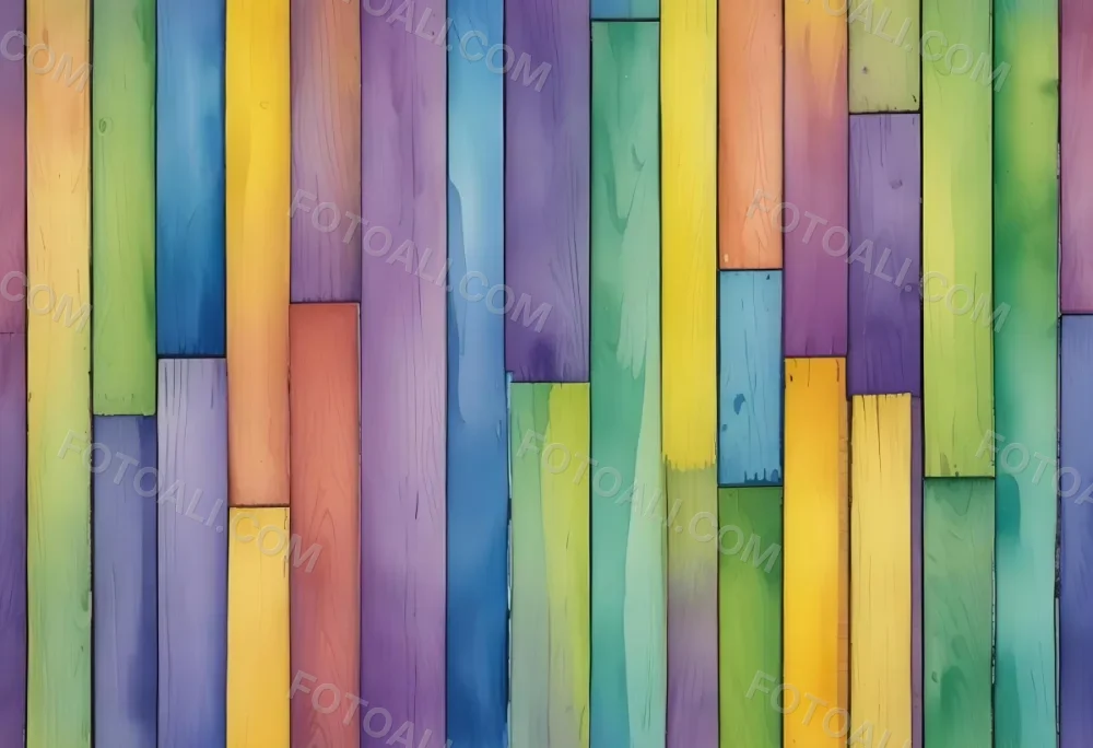 Watercolor Painting Colorful Wooden Planks In A Ra 96 7b9f