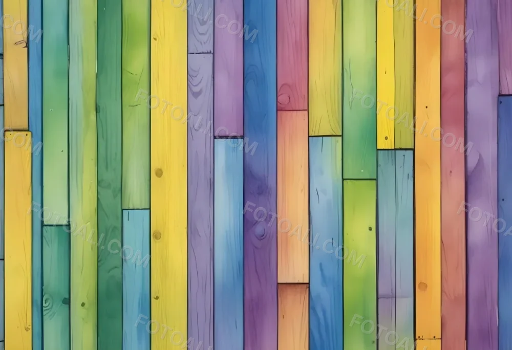 Watercolor Painting Colorful Wooden Planks In A Ra 99 D6be