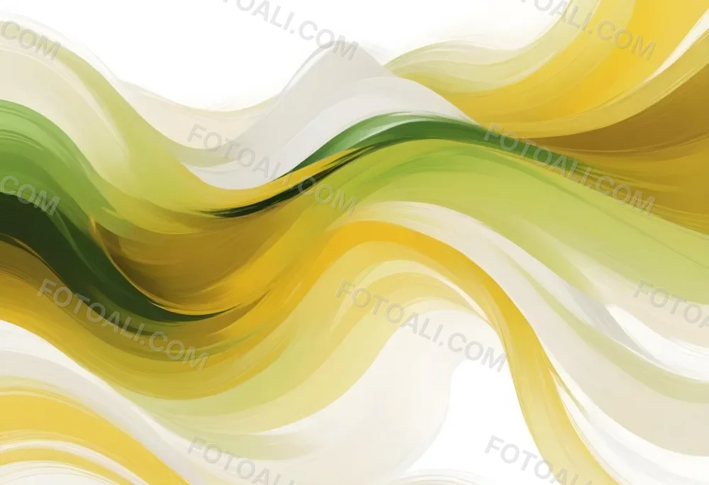 Watercolor Painting Flowing Abstract Waves Of Yellow Green And White Colors Creating A Dynamic And Vibrant Composition Creative Detailed Brush Stroke Minimal Spalsh 38 Fd90