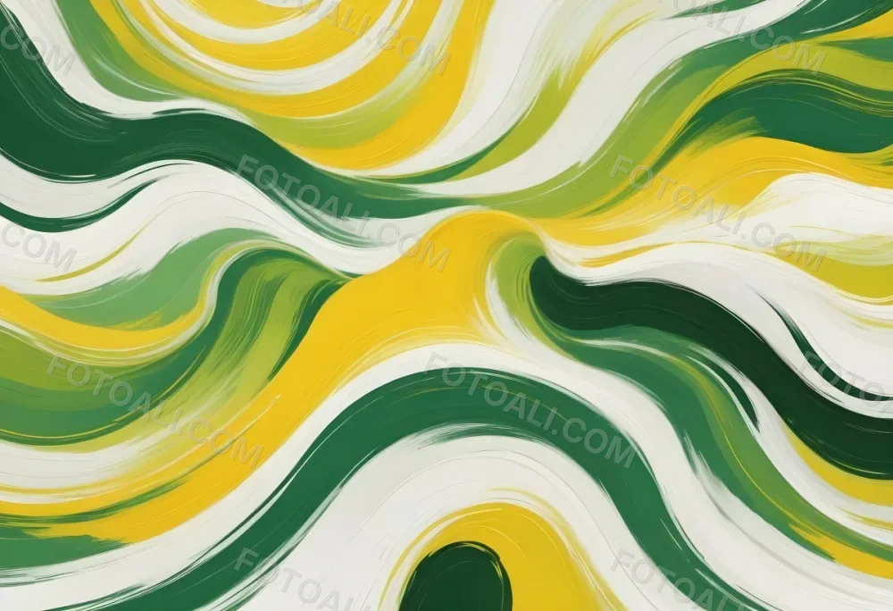 Watercolor Painting Flowing Abstract Waves Of Yellow Green And White Colors Creating A Dynamic And Vibrant Composition Creative Detailed Brush Stroke Minimal Spalsh 40 6886