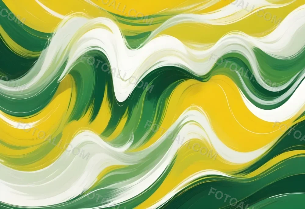 Watercolor Painting Flowing Abstract Waves Of Yellow Green And White Colors Creating A Dynamic And Vibrant Composition Creative Detailed Brush Stroke Minimal Spalsh 41 Bf00