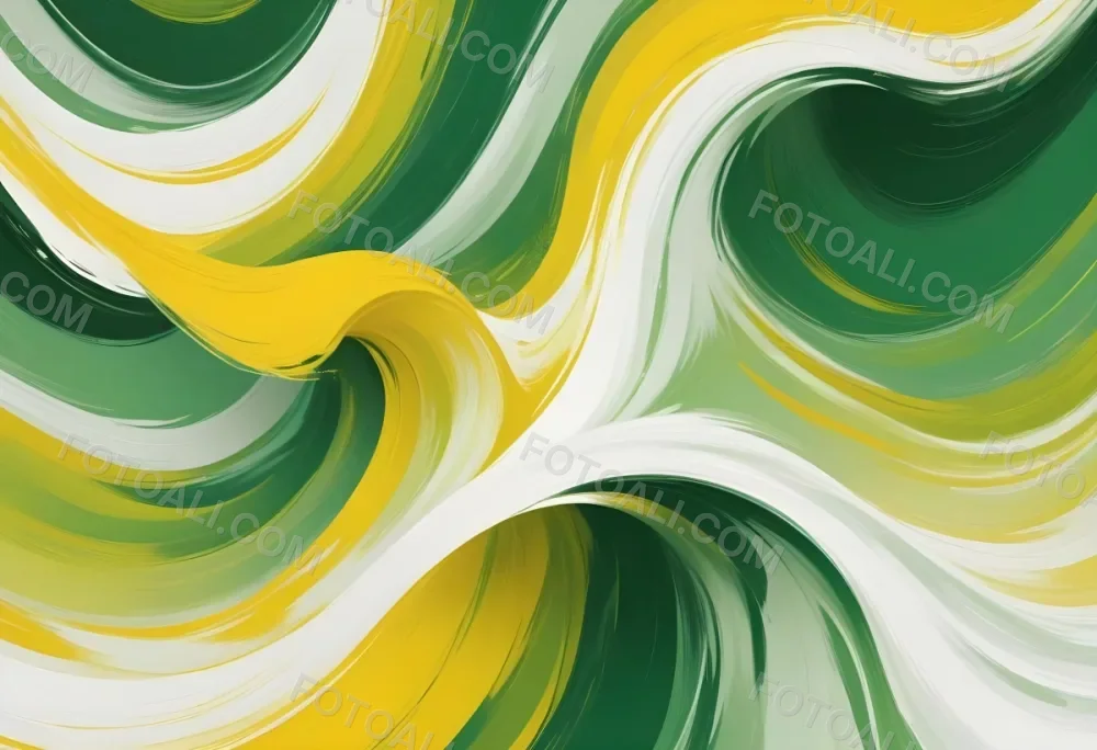 Watercolor Painting Flowing Abstract Waves Of Yellow Green And White Colors Creating A Dynamic And Vibrant Composition Creative Detailed Brush Stroke Minimal Spalsh 42 Cd99