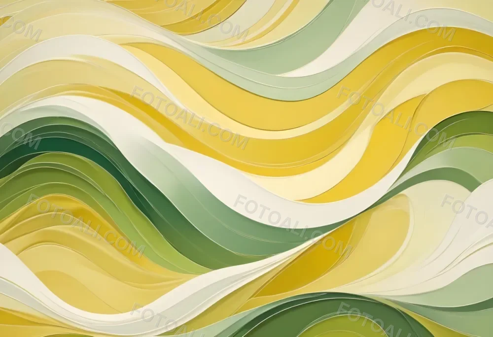 Watercolor Painting Flowing Abstract Waves Of Yellow Green And White Colors Creating A Dynamic And Vibrant Composition Creative Detailed Brush Stroke Minimal Spalsh 5 3d73
