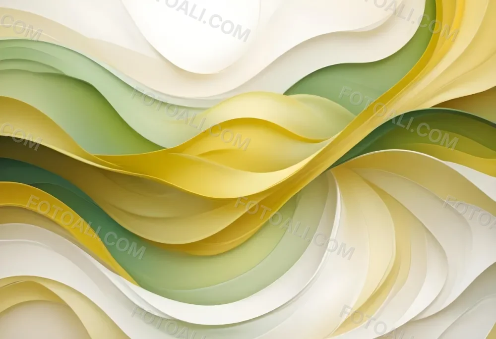Watercolor Painting Flowing Abstract Waves Of Yellow Green And White Colors Creating A Dynamic And Vibrant Composition Creative Detailed Brush Stroke Minimal Spalsh 8 8e72