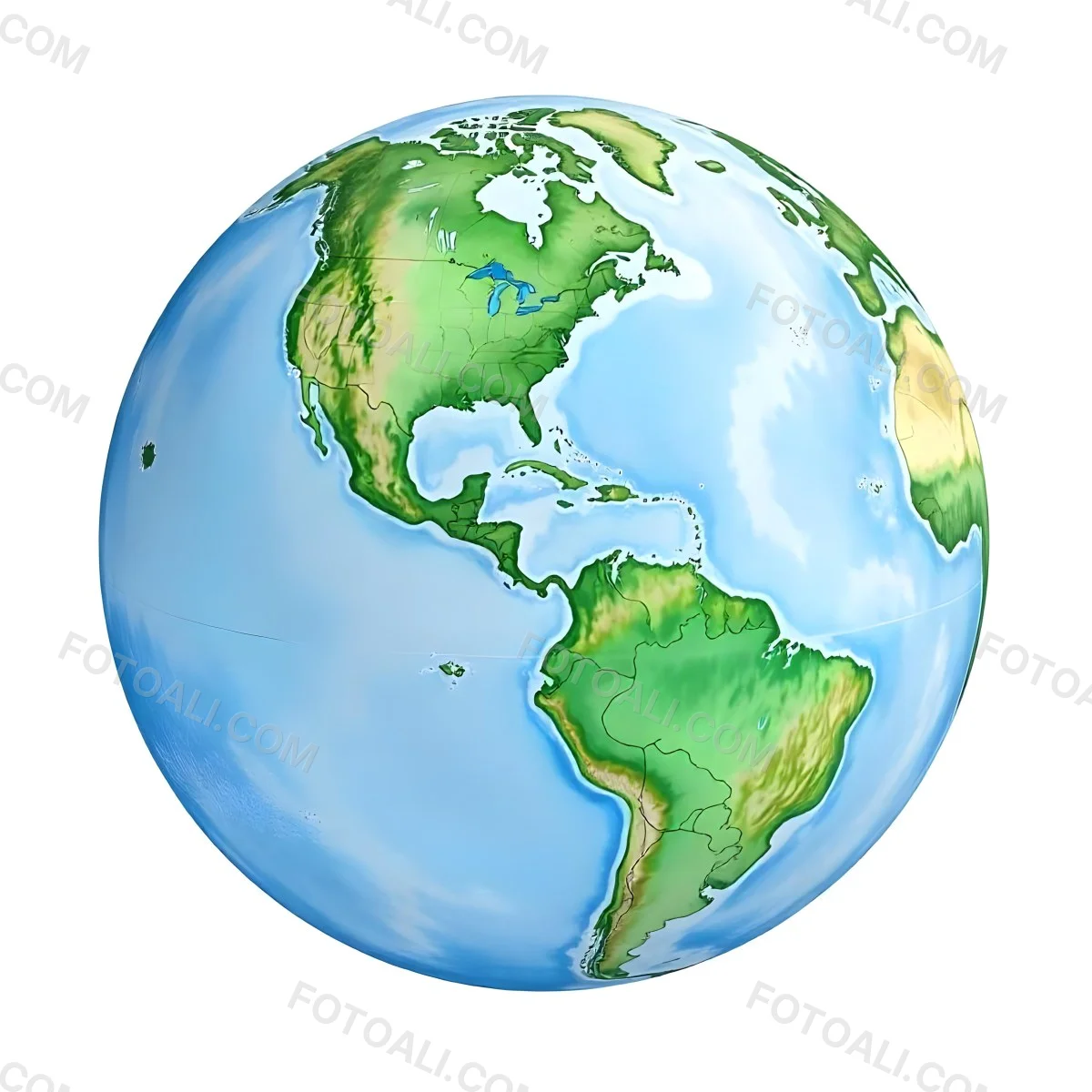 Watercolor Painting Of Planet Earth With Blue Continents And Green Oceans The Americas Are In The Center Isolated On White Background 1 Bdec