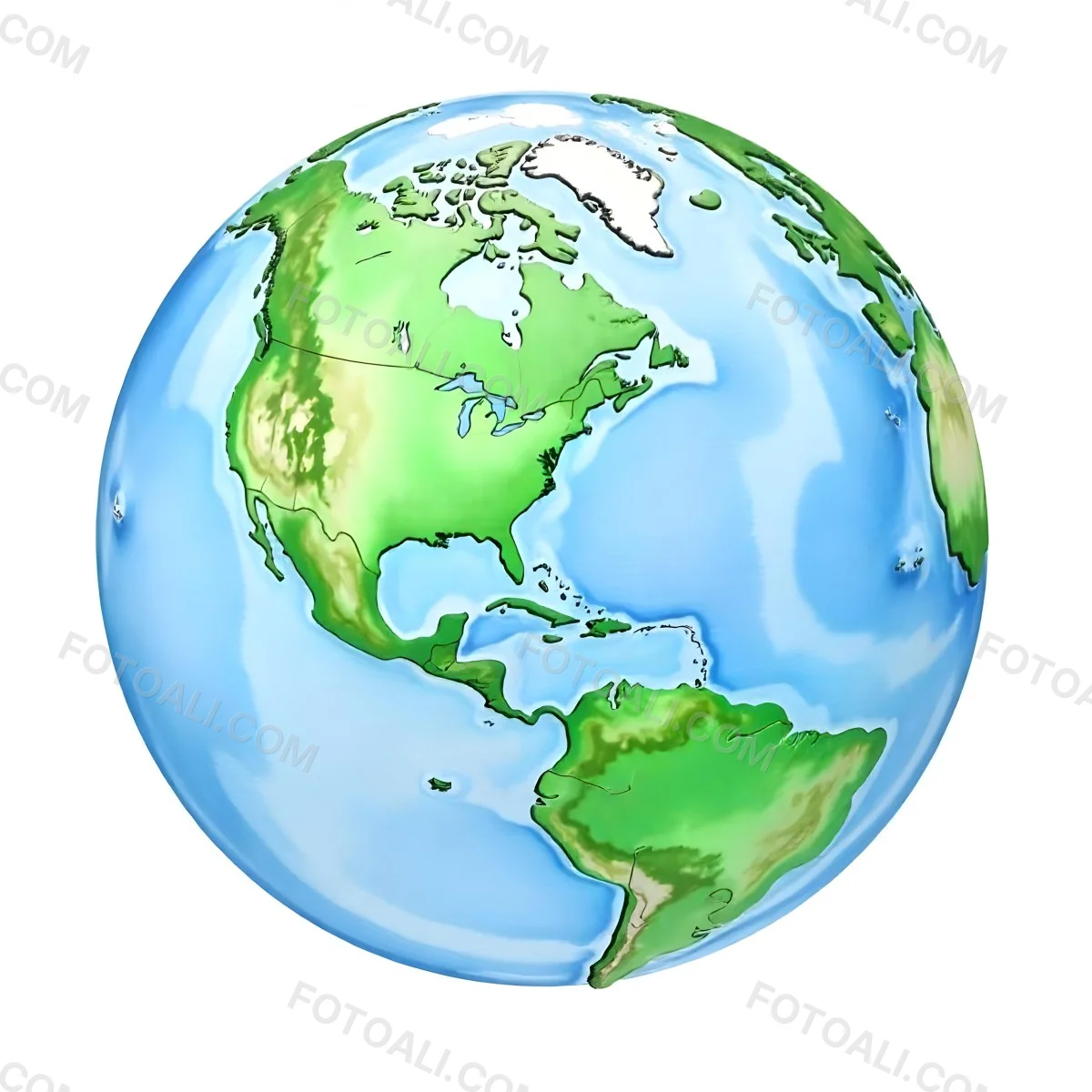 Watercolor Painting Of Planet Earth With Blue Continents And Green Oceans The Americas Are In The Center Isolated On White Background 11 4aad