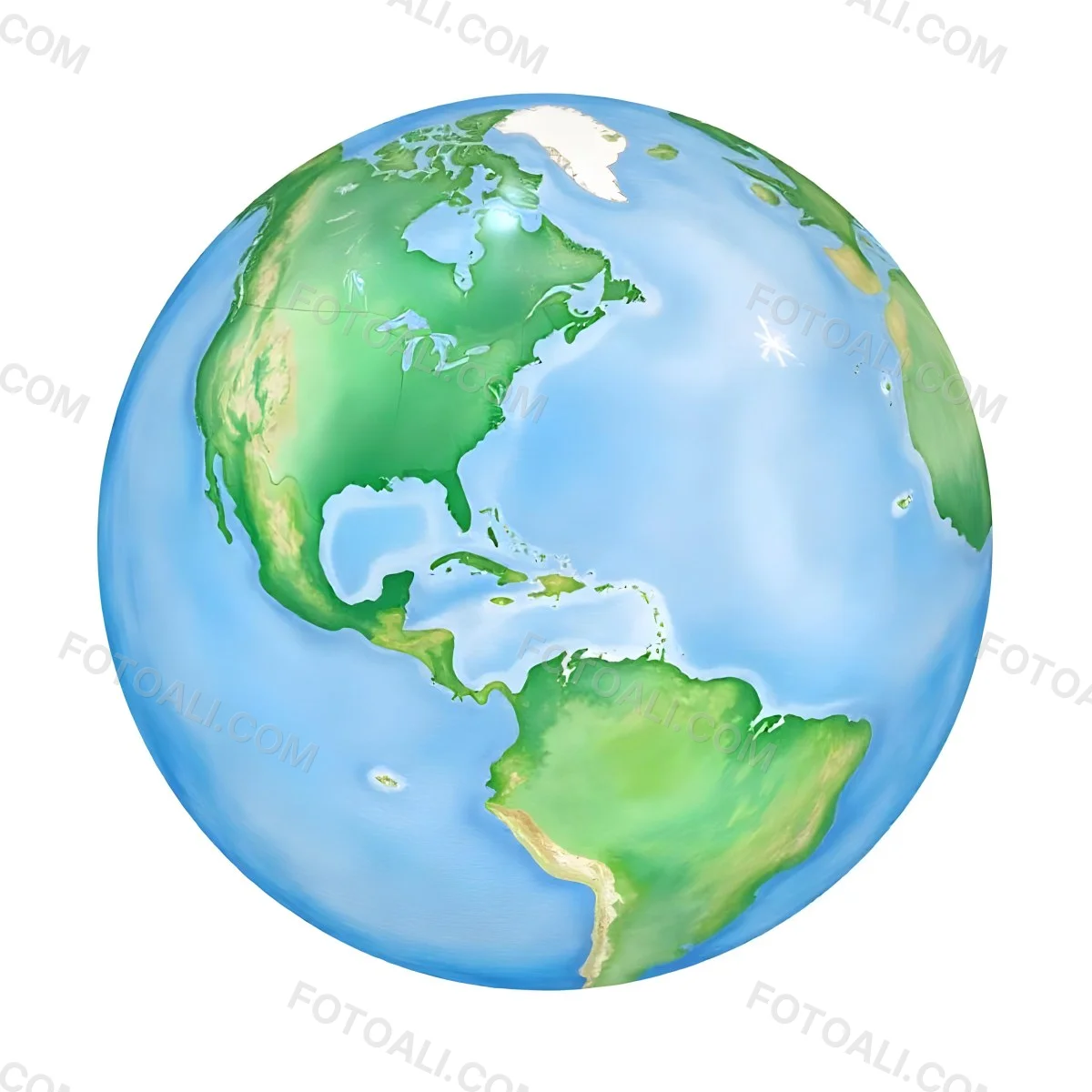 Watercolor Painting Of Planet Earth With Blue Continents And Green Oceans The Americas Are In The Center Isolated On White Background 23 328b