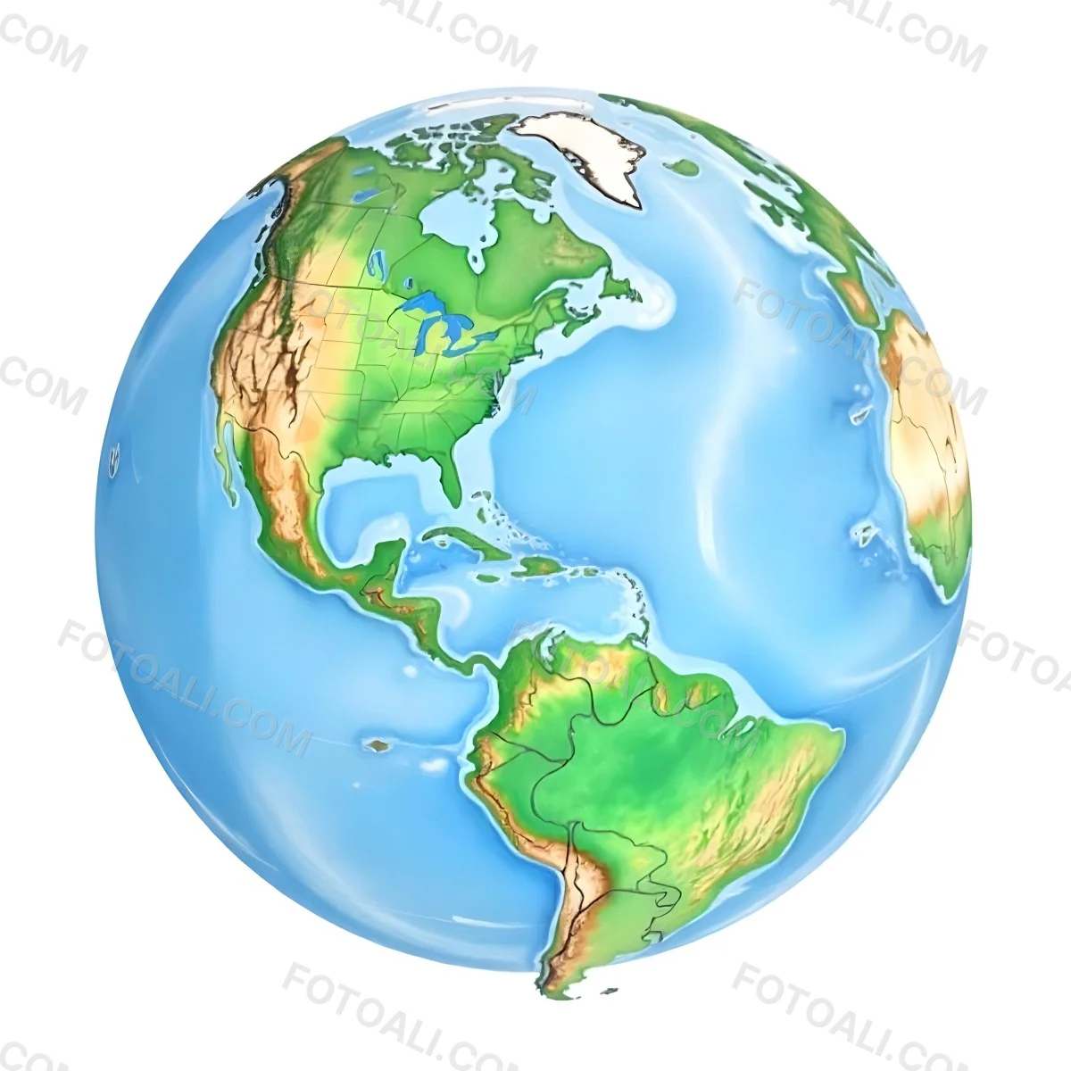 Watercolor Painting Of Planet Earth With Blue Continents And Green Oceans The Americas Are In The Center Isolated On White Background 28 2ff3