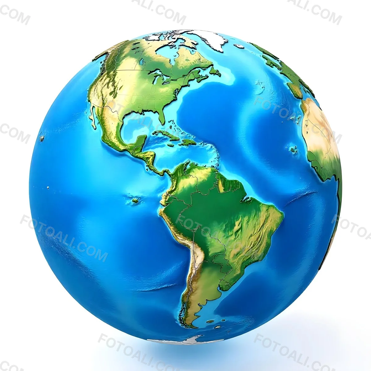 Watercolor Painting Of Planet Earth With Blue Continents And Green Oceans The Americas Are In The Center Isolated On White Background 5 E5aa