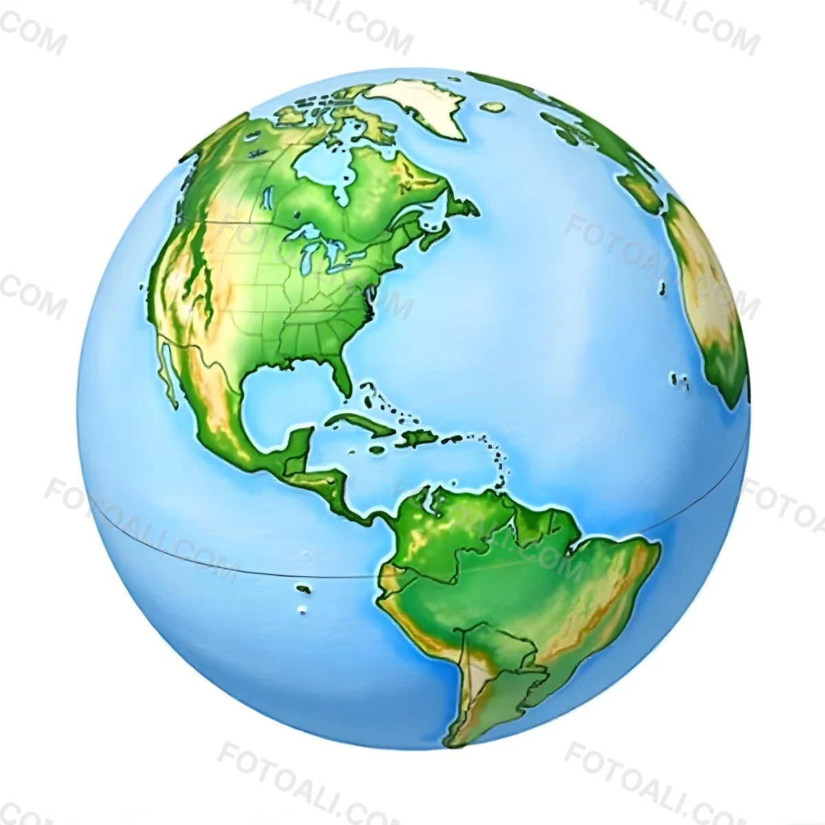 Watercolor Painting Of Planet Earth With Blue Continents And Green Oceans The Americas Are In The Center Isolated On White Background 6 E6da