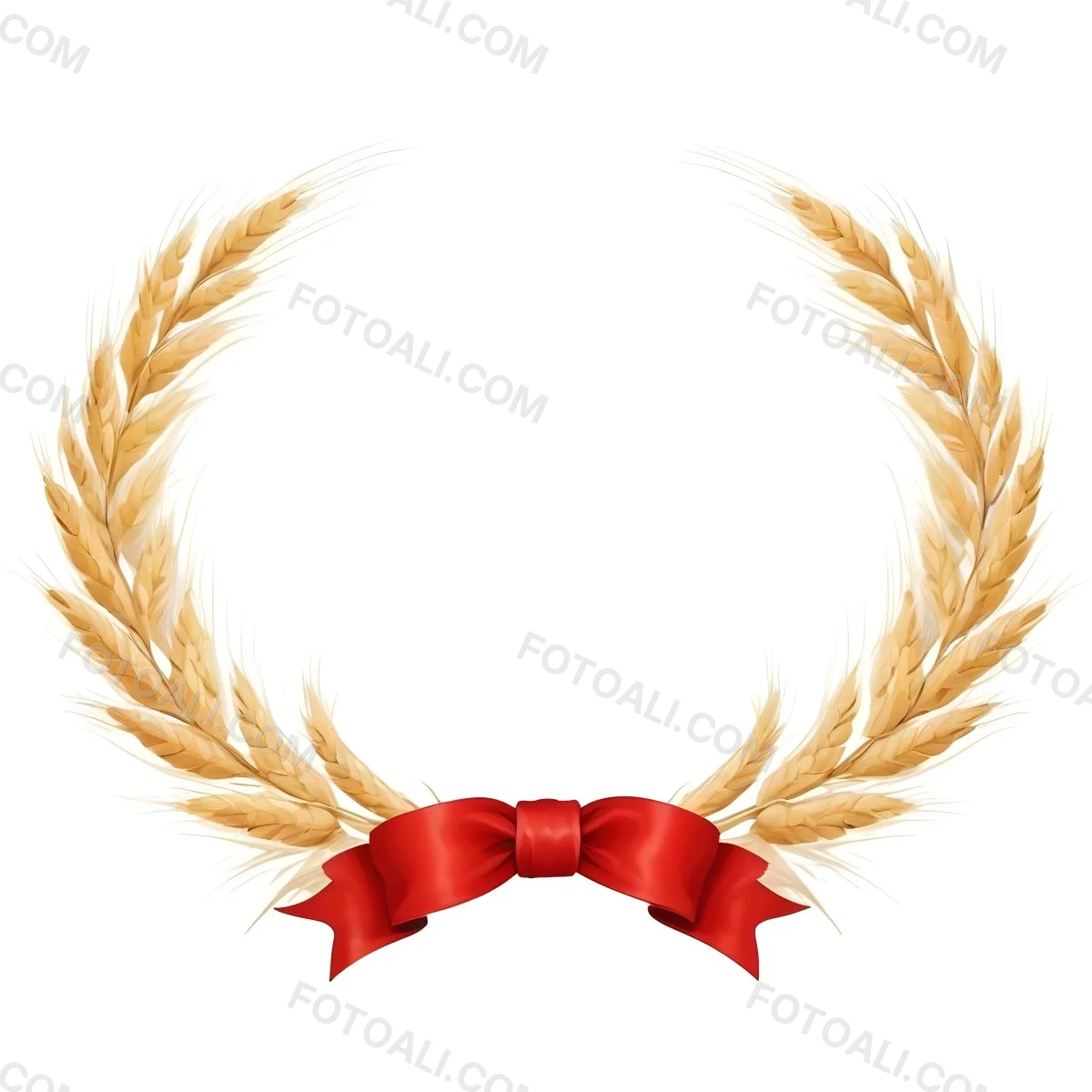 Wheat Wreath With A White Ribbon At The Bottom White Ears Arranged In A Circular Shape Isolated On A White Background 10 D964