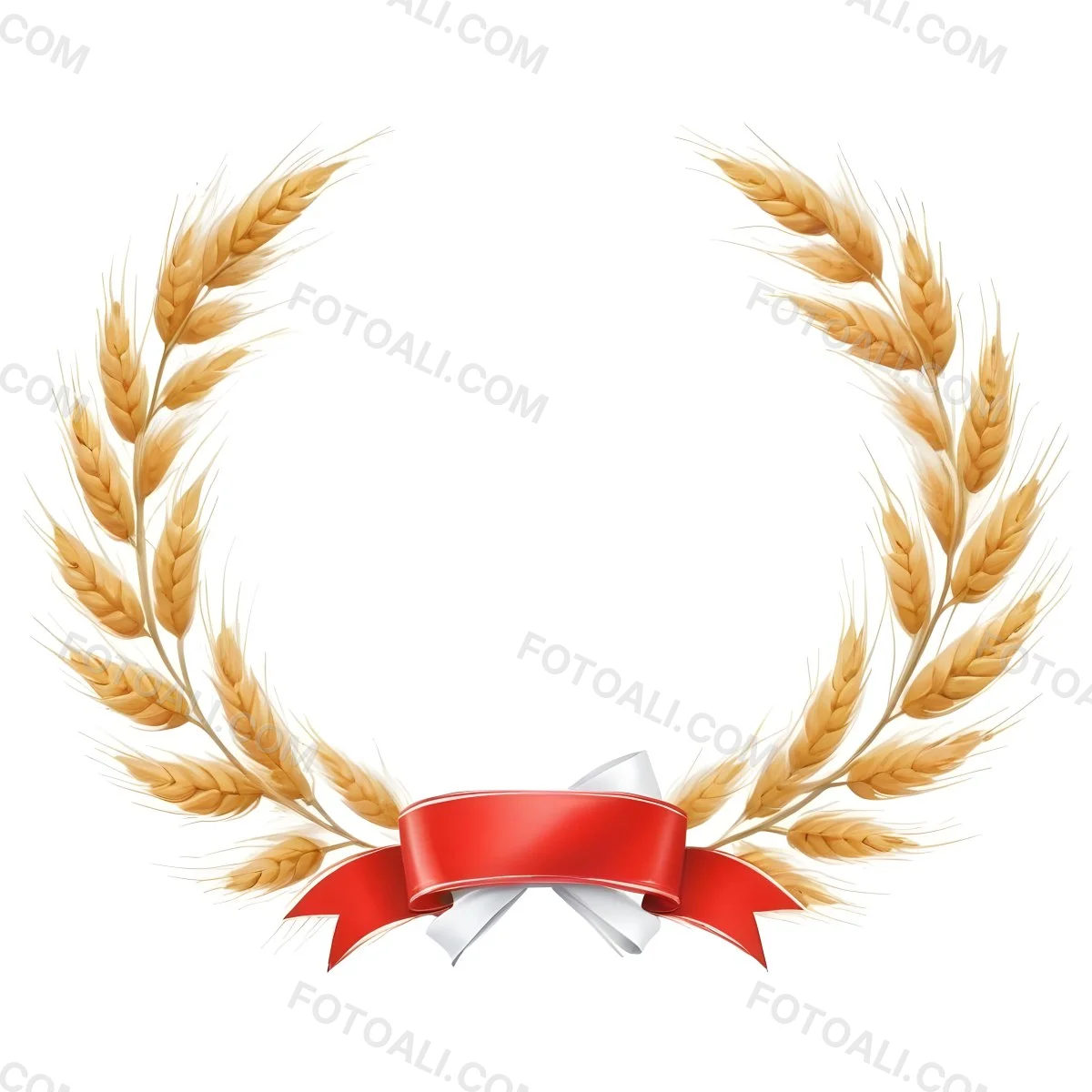 Wheat Wreath With A White Ribbon At The Bottom White Ears Arranged In A Circular Shape Isolated On A White Background 23 B2b9