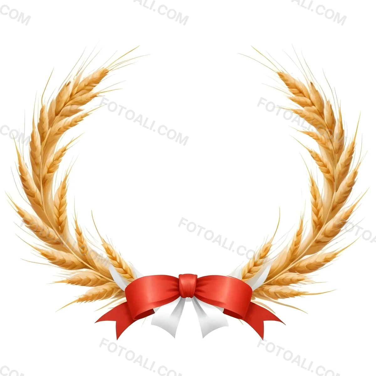 Wheat Wreath With A White Ribbon At The Bottom White Ears Arranged In A Circular Shape Isolated On A White Background 26 B5c2