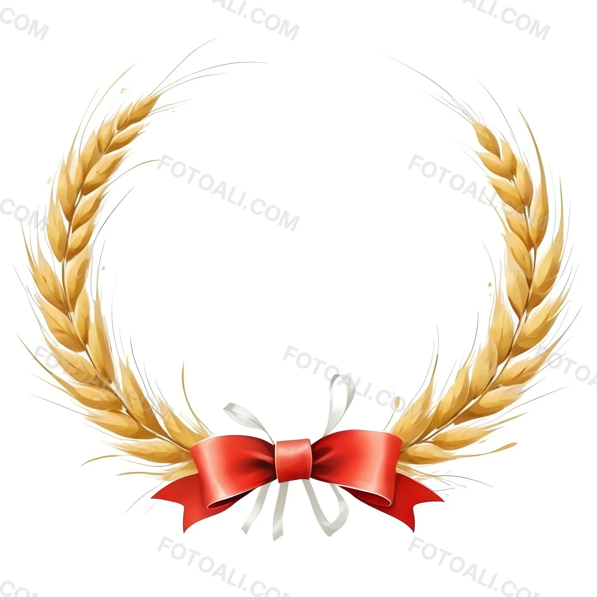 Wheat Wreath With A White Ribbon At The Bottom White Ears Arranged In A Circular Shape Isolated On A White Background 41 89dd