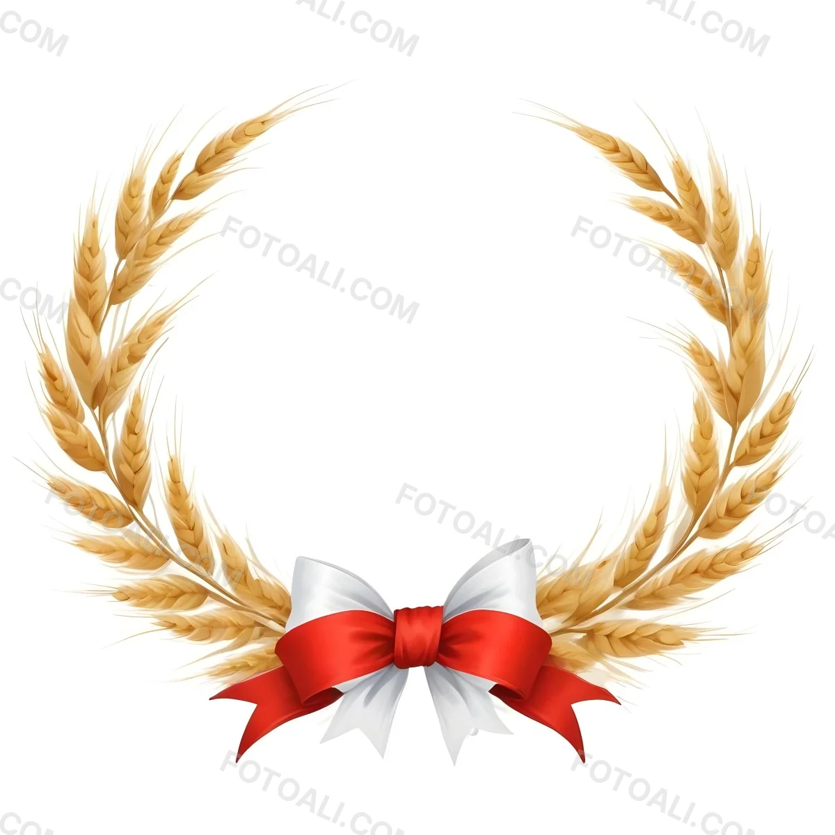 Wheat Wreath With A White Ribbon At The Bottom White Ears Arranged In A Circular Shape Isolated On A White Background 44 Bfa5