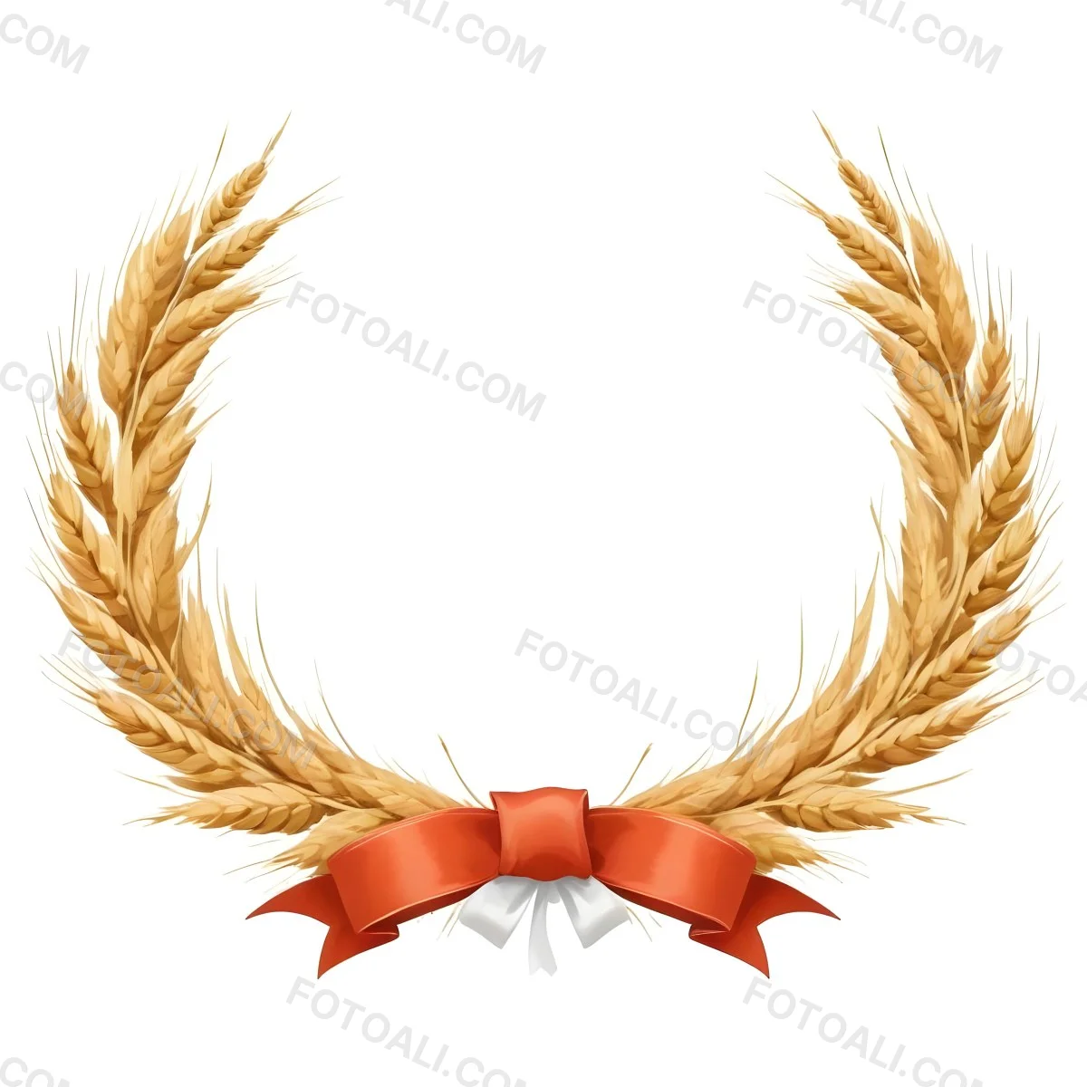 Wheat Wreath With A White Ribbon At The Bottom White Ears Arranged In A Circular Shape Isolated On A White Background 6 D3fc