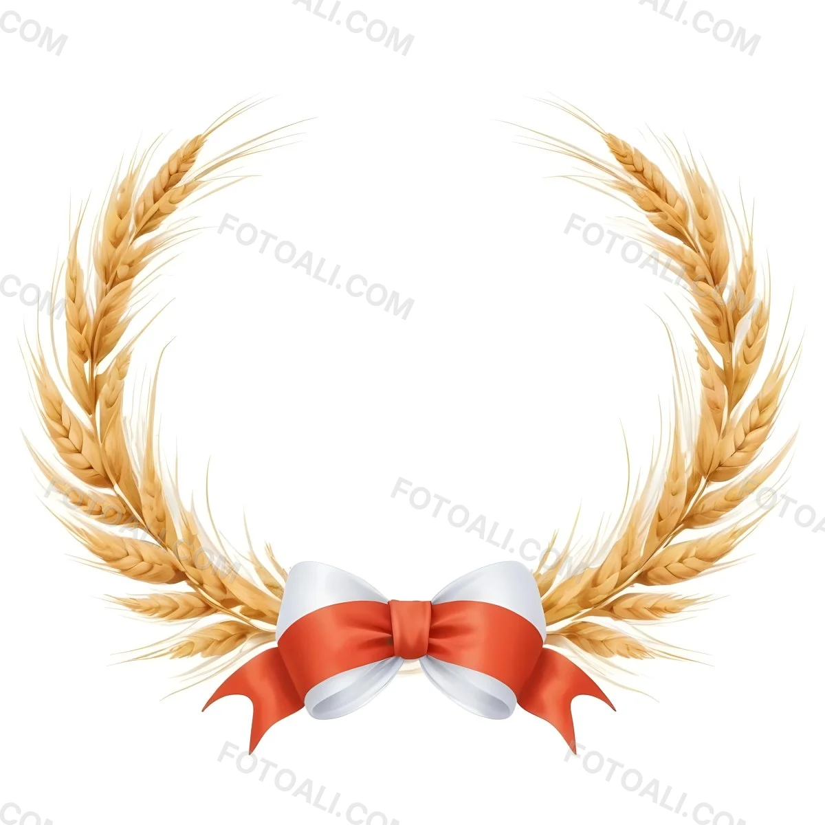 Wheat Wreath With A White Ribbon At The Bottom White Ears Arranged In A Circular Shape Isolated On A White Background 8 1ed4