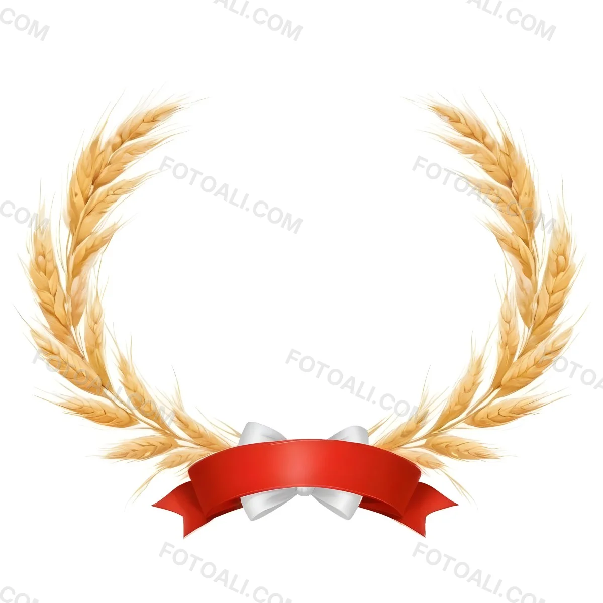 Wheat Wreath With A White Ribbon At The Bottom White Ears Arranged In A Circular Shape Isolated On A White Background 9 19ef