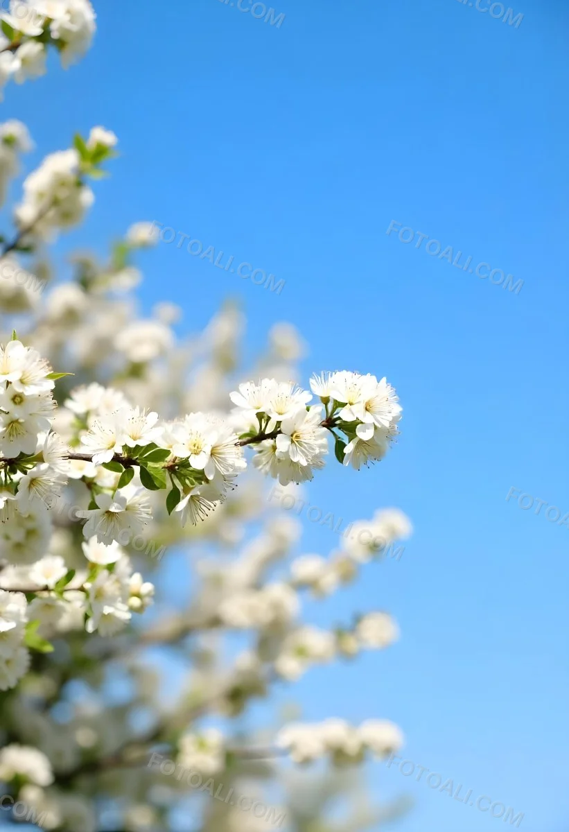 White Cherry Blossoms On A Branch Against A Clear Blue Sky 5 24fd