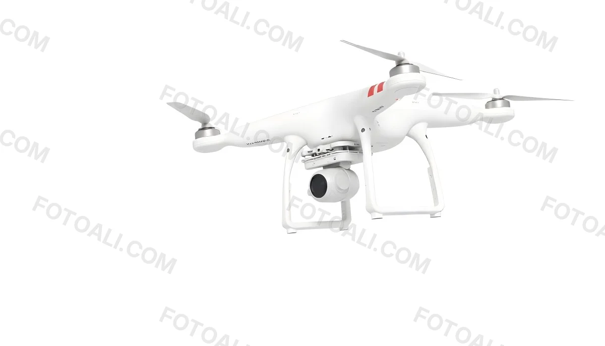 White Drone With Four Propellers And A Camera Attached To The Bottom Isolated On A White Background 8 Bb68
