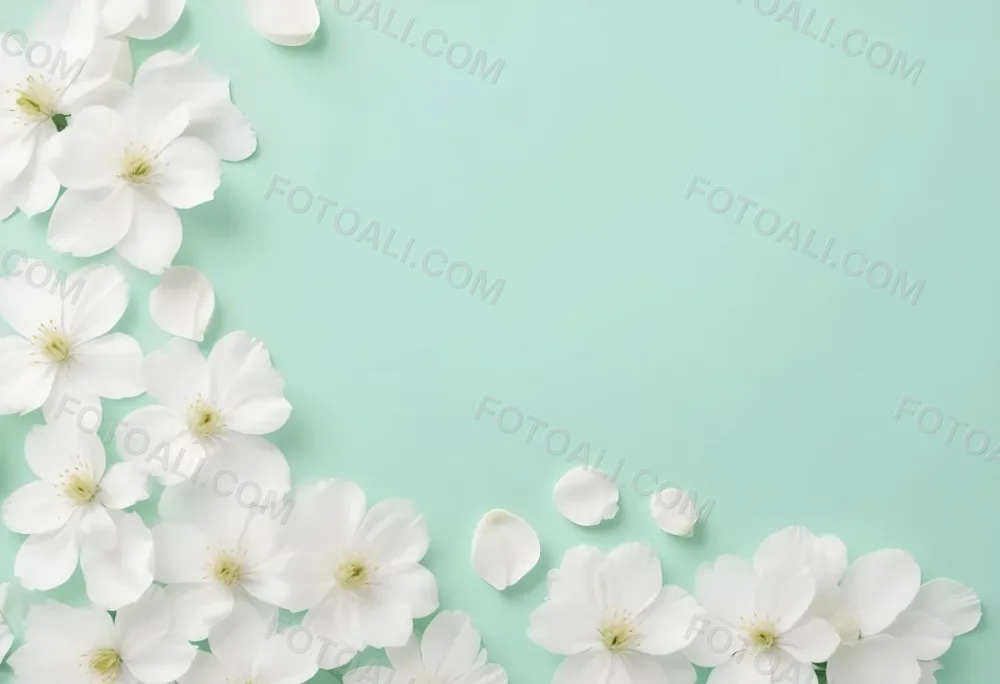 White Flowers And Petals On A Light Green Background Floral Arrangement Soft Lighting Minimalist Composition Fresh And Delicate Spring Theme Clean Aesthetic 20 4845