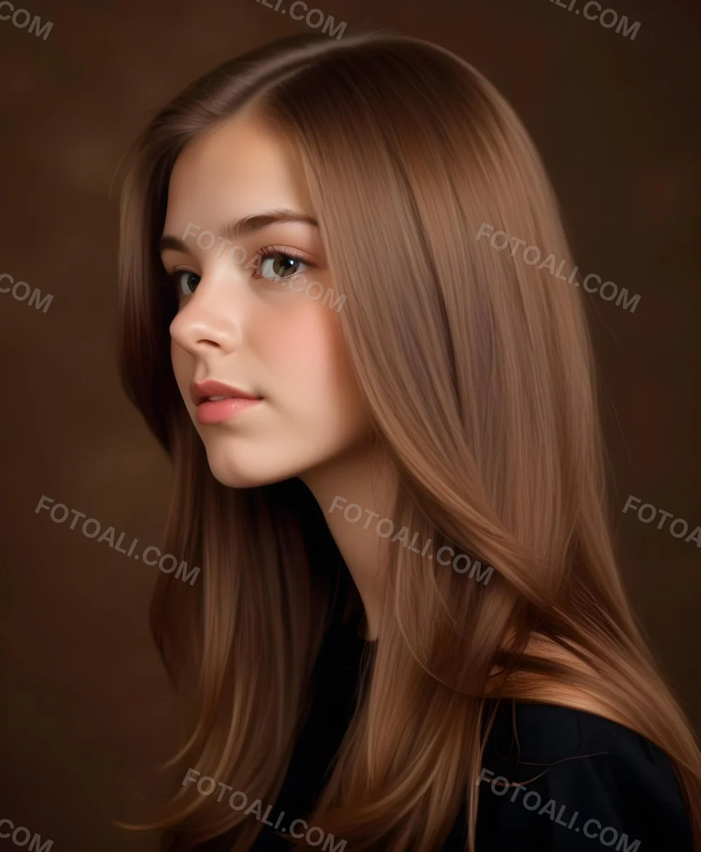 White Girl 13 Years Old Light Skin Long Brown Hair In A Brown Background 1 A597