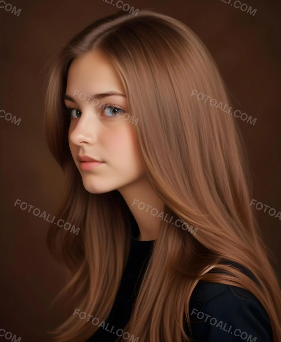 White Girl 13 Years Old Light Skin Long Brown Hair In A Brown Background 10 3540