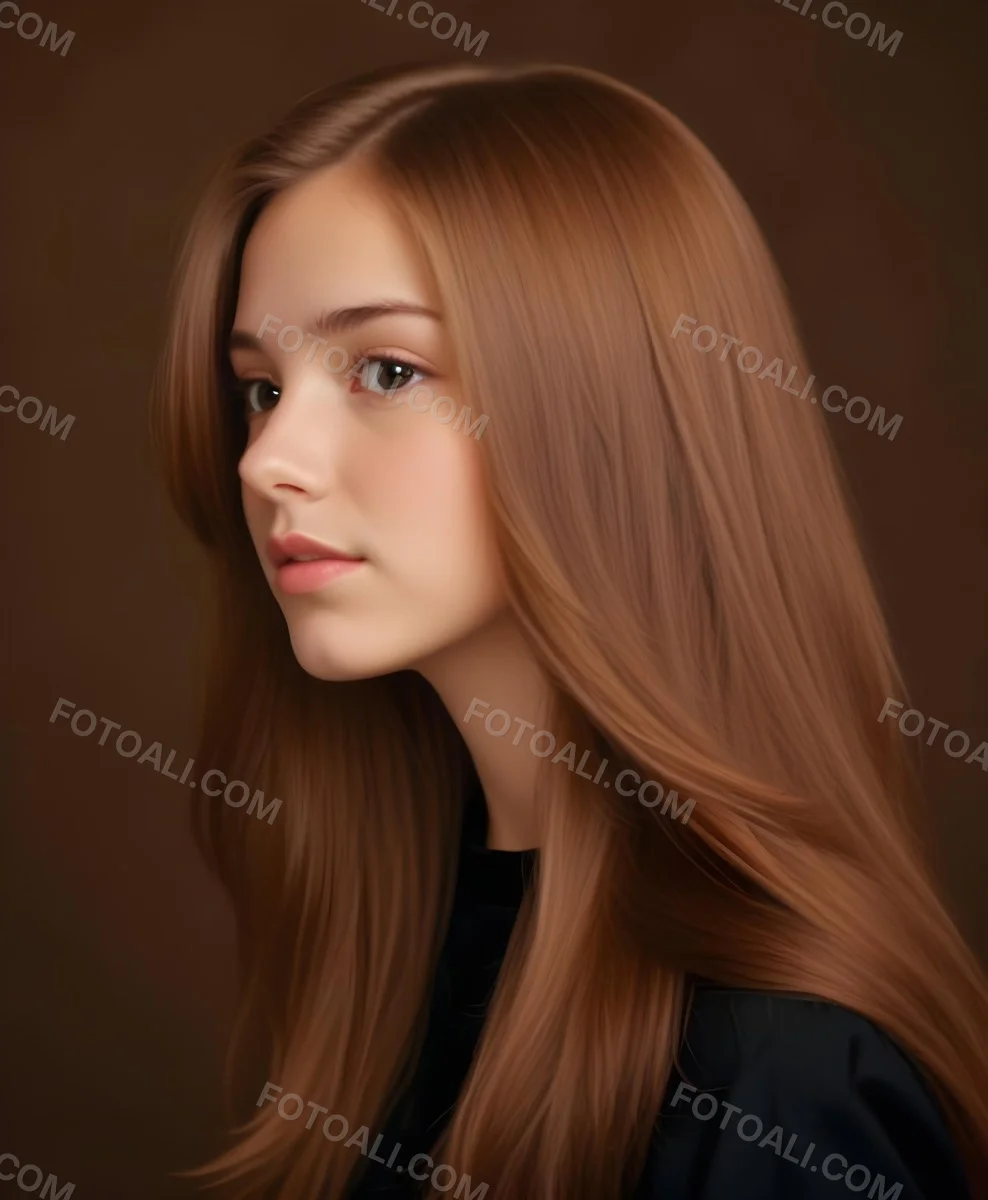 White Girl 13 Years Old Light Skin Long Brown Hair In A Brown Background 12 6838