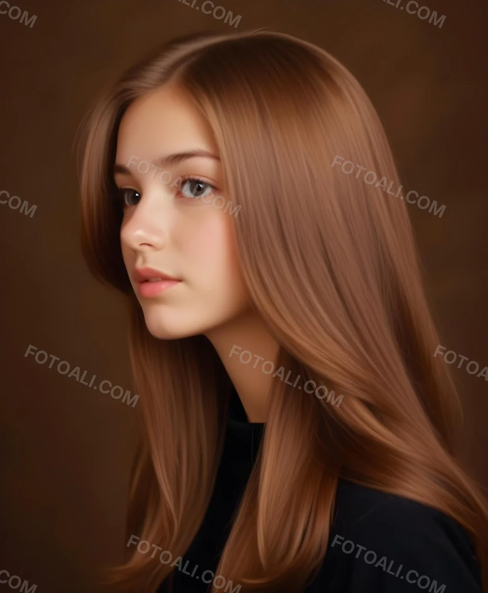 White Girl 13 Years Old Light Skin Long Brown Hair In A Brown Background 4 5f7a