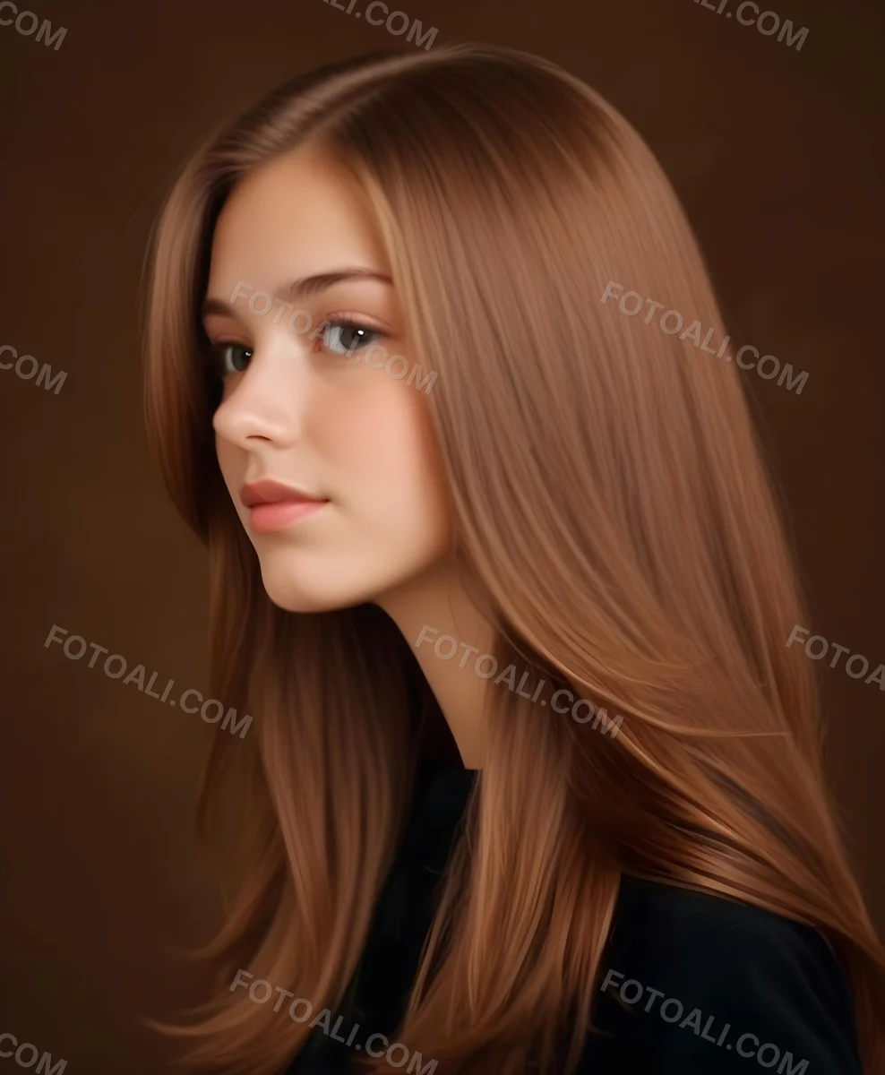 White Girl 13 Years Old Light Skin Long Brown Hair In A Brown Background 5 800e