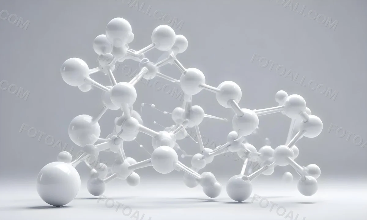 White Molecular Structure With Interconnected Spheres Minimalist Design Clean And Bright Aesthetic Scientific Visualization Abstract Representation Soft Lighting And A Blurred Background 11 9ab9