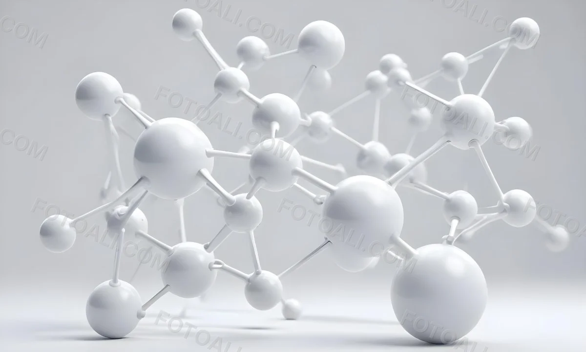 White Molecular Structure With Interconnected Spheres Minimalist Design Clean And Bright Aesthetic Scientific Visualization Abstract Representation Soft Lighting And A Blurred Background 13 7a44