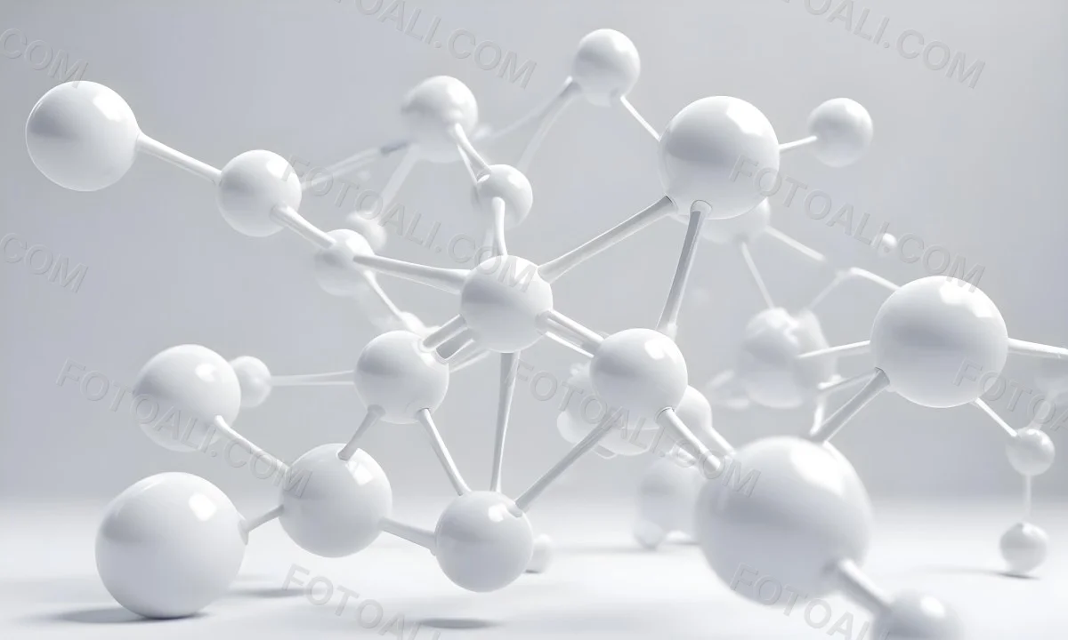 White Molecular Structure With Interconnected Spheres Minimalist Design Clean And Bright Aesthetic Scientific Visualization Abstract Representation Soft Lighting And A Blurred Background 17 E261