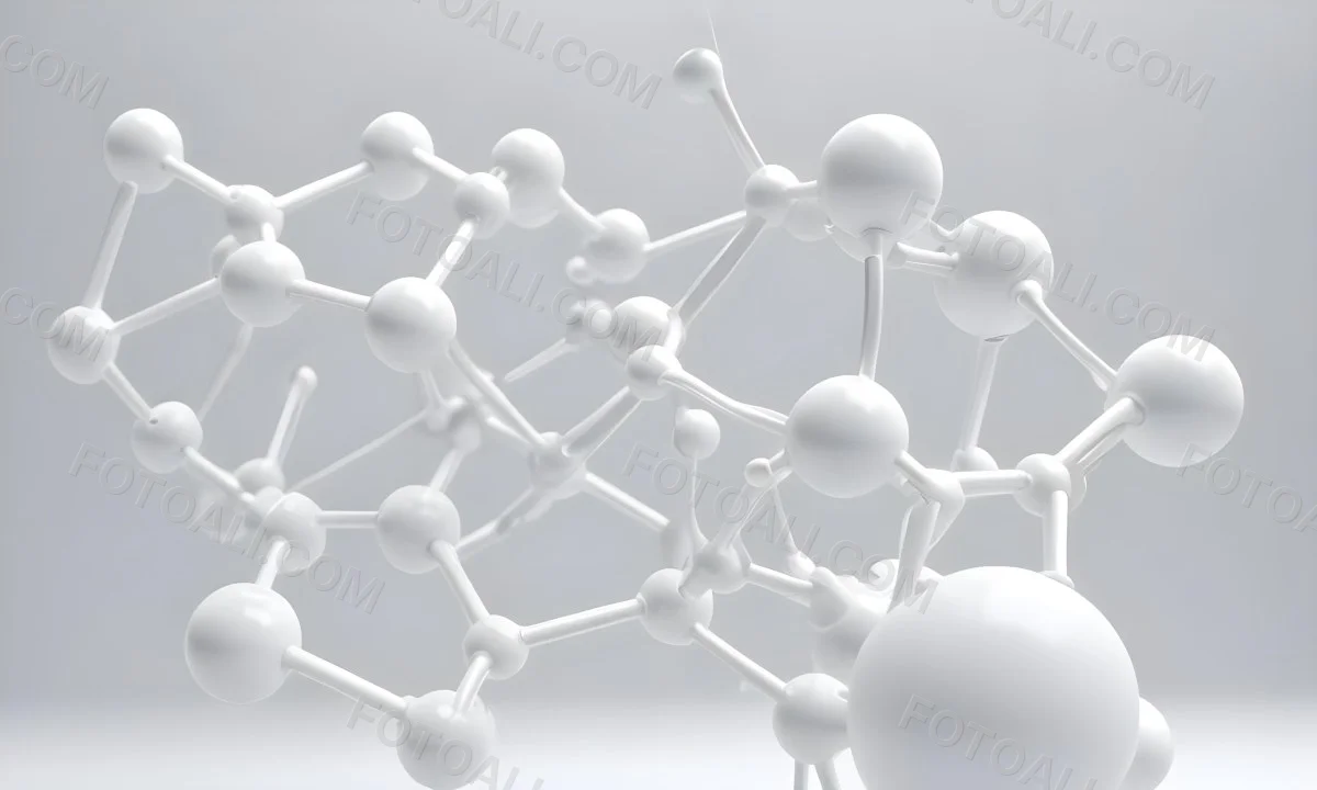 White Molecular Structure With Interconnected Spheres Minimalist Design Clean And Bright Aesthetic Scientific Visualization Abstract Representation Soft Lighting And A Blurred Background 18 0796
