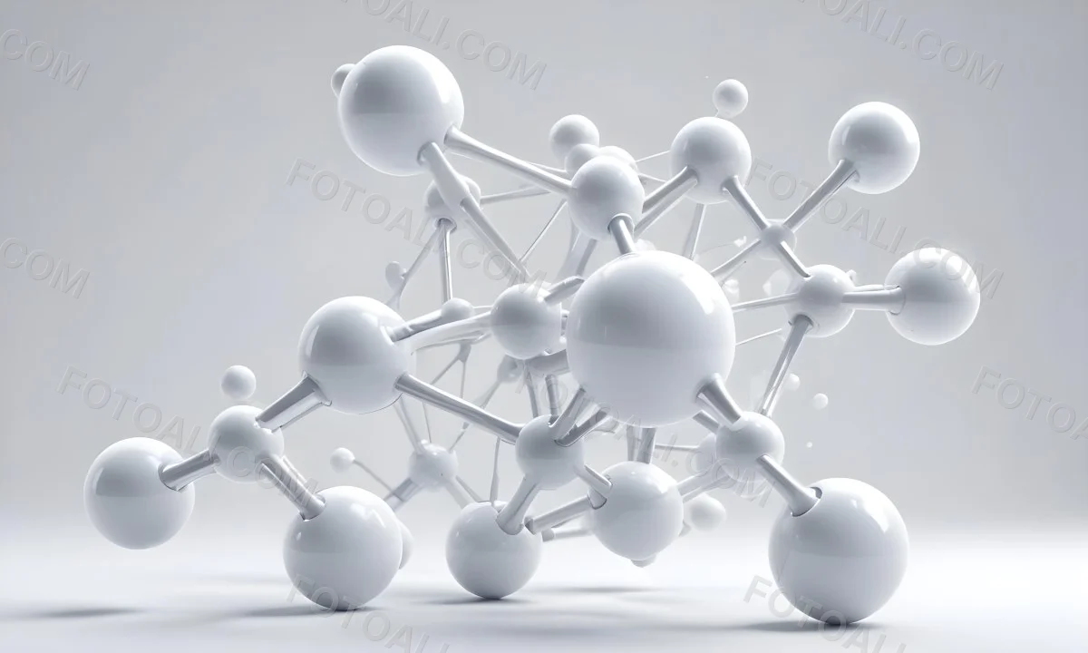 White Molecular Structure With Interconnected Spheres Minimalist Design Clean And Bright Aesthetic Scientific Visualization Abstract Representation Soft Lighting And A Blurred Background 19 737e
