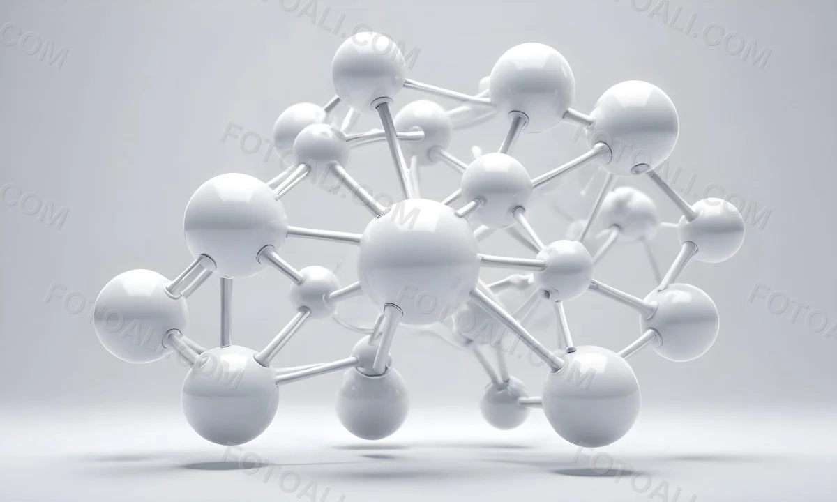 White Molecular Structure With Interconnected Spheres Minimalist Design Clean And Bright Aesthetic Scientific Visualization Abstract Representation Soft Lighting And A Blurred Background 23 1cc5